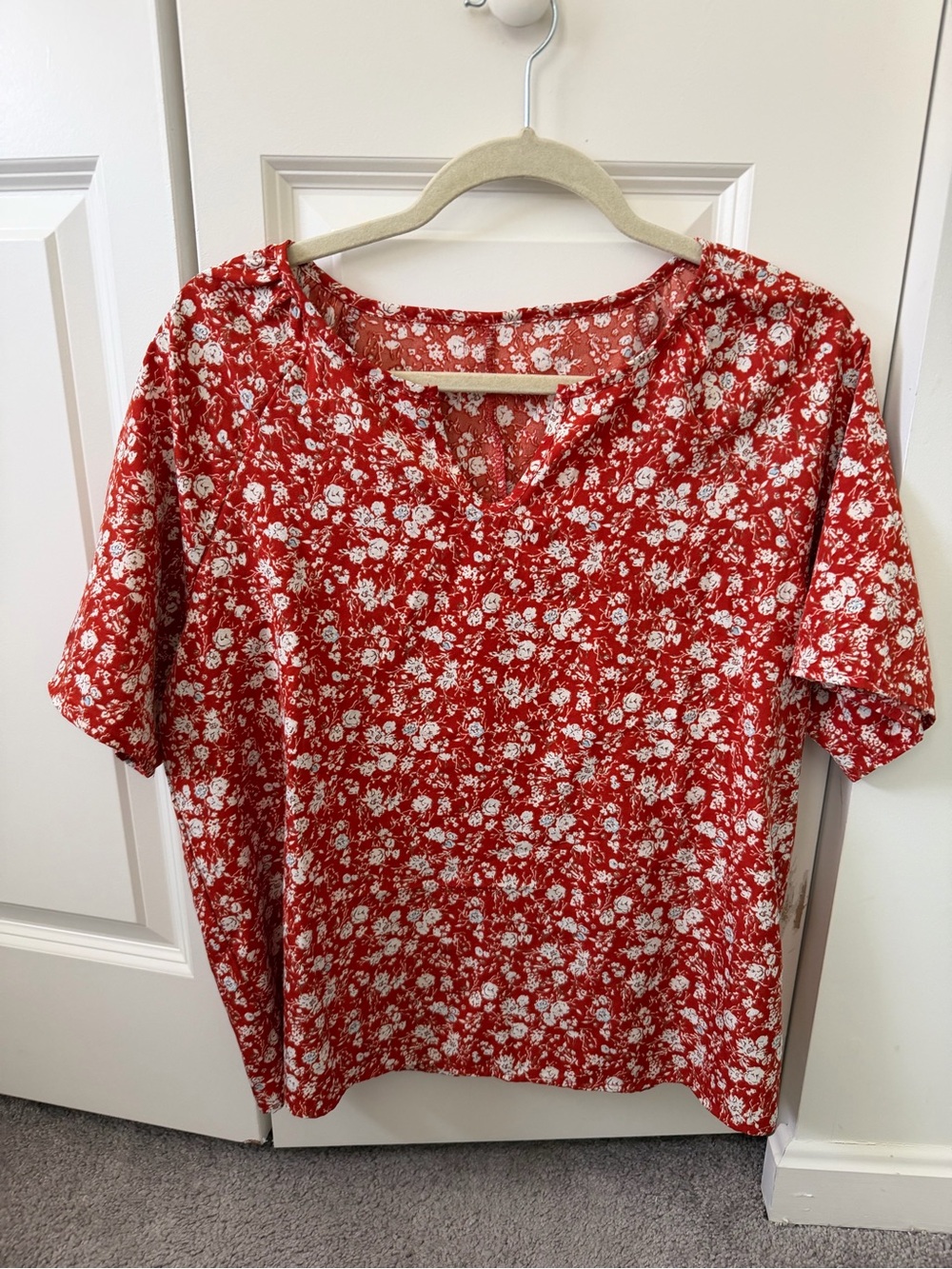 Burnt Orange Floral V-Neck Women’s Top